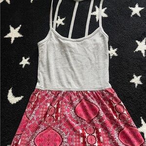 Gray and Pink Strappy Dress